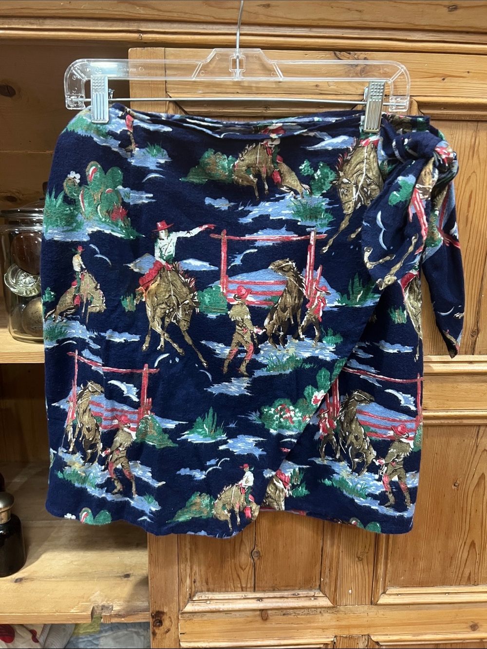 Vintage Blue Cowboy Wrap Mini Skirt